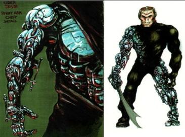 Arte conceitual do Uber-Jason com corpo metálico